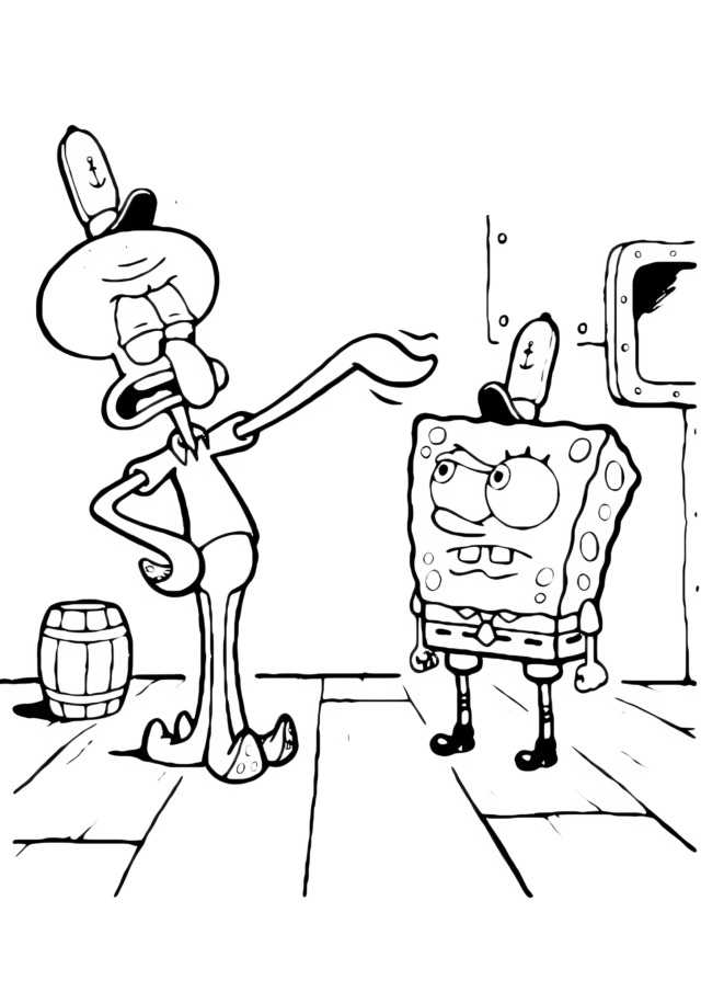 Strict Warden Coloring Page - SpongeBob