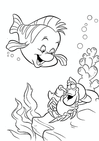 Ariel (Disney Princess): Flounder and Sebastian