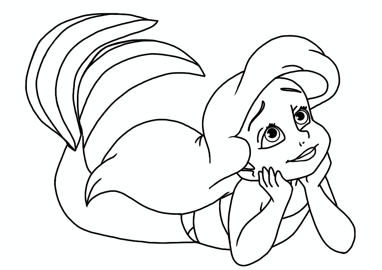 Ariel Coloring Pages Free PDF - Disney Princess Ariel Coloring Page 2 1280x905 