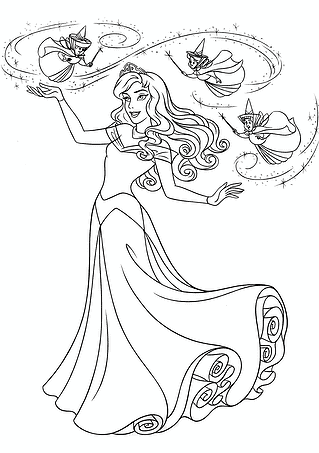 Fairies Circling Over Aurora (Disney Princess)