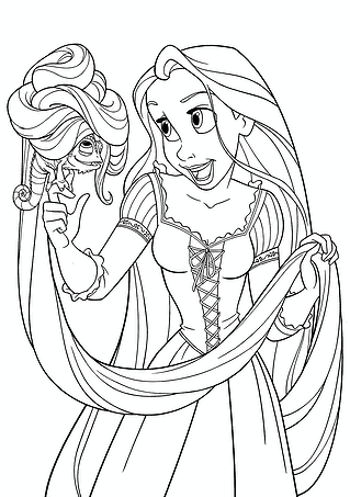 Rapunzel Princess Plays with a Chameleon
