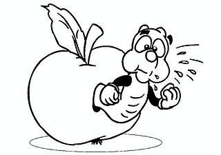Worm Eats His Apple-lunch