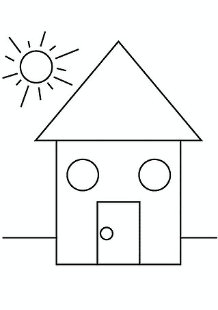 Geometric Shapes: House and the Sun