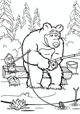 Masha and the Bear on Fishing