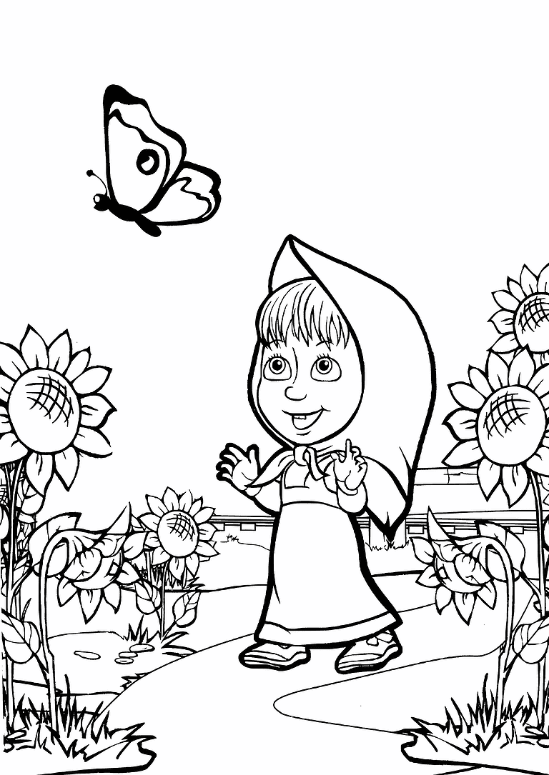 Masha and the Bear Coloring Pages (Free PDF Printables)