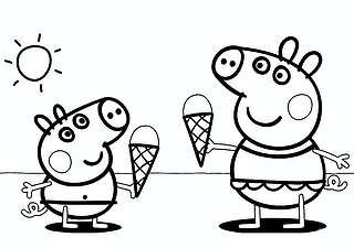 Peppa Pig and George Eating Ice Cream