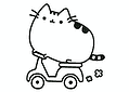 Cute Cat Pusheen on a Scooter