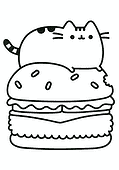 Pusheen Cat and a Huge Sandwich
