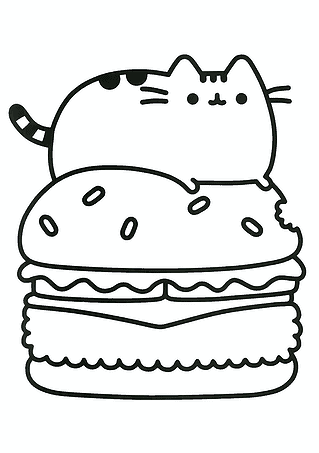 Pusheen Cat and a Huge Sandwich