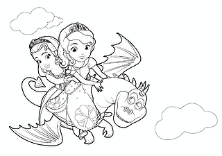 Sofia the First Flying on a Dragon