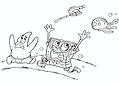 Spongebob and Patrick Star Running Away