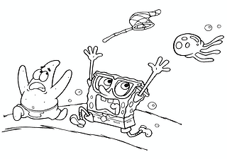 Spongebob and Patrick Star Running Away