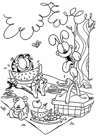 Summer: Cat and Dog at Picnic