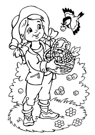 Summer: Girl Picks Berries