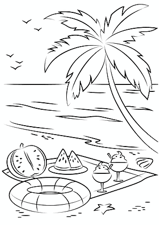 Watermelon and Ice Cream Under a Palm Tree