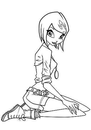 Tecna (Winx Club) Sits on Her Knees