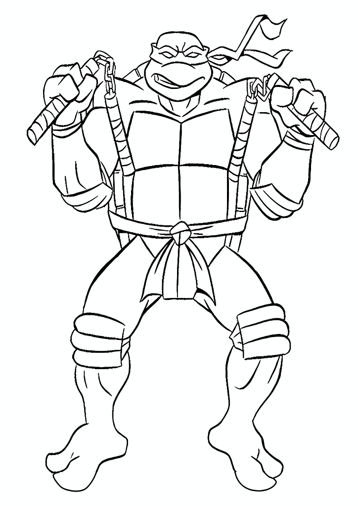 Ninja Turtles: Michelangelo and His Nunchakus Coloring Page