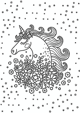 Unicorn Surrounded By Flowers