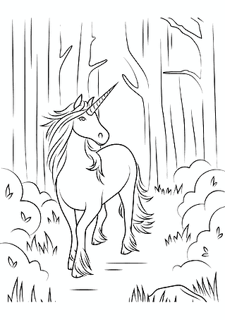 Unicorn in Enchanted Forest