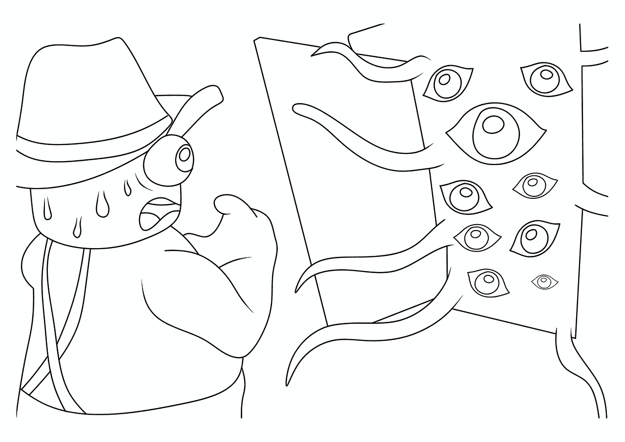 Doors (Roblox) Eyes Behind the Door Coloring Page