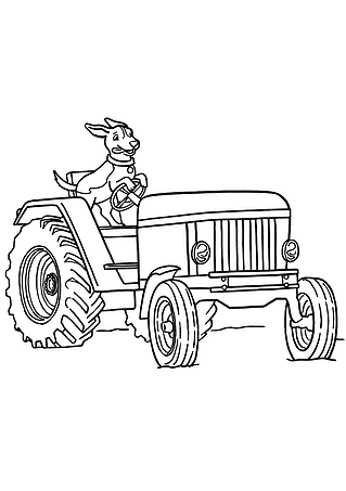 Dog Driving a Tractor