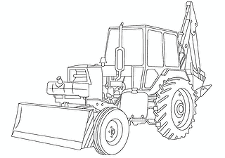 Tractor with Bucket and Shovel