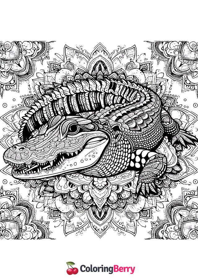 Alligator Mandala Coloring Page