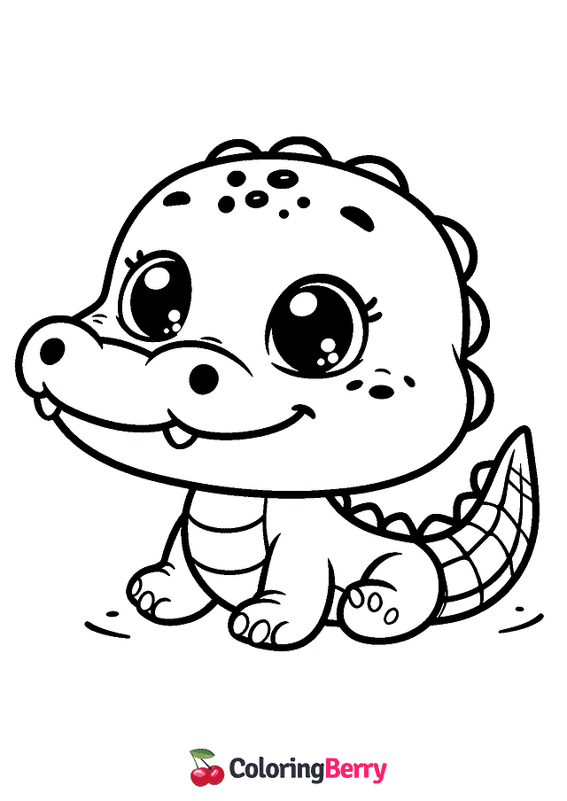 Baby Alligator Coloring Page