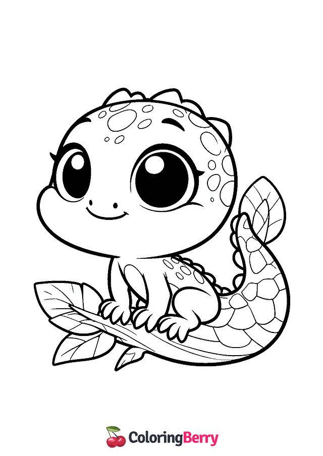 Baby Lizard Coloring Page