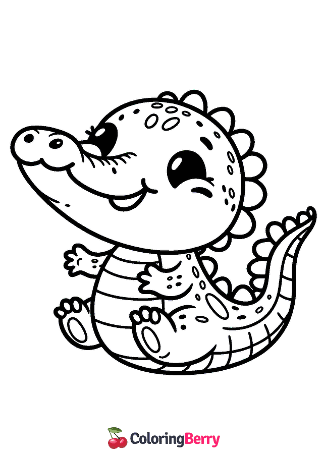 Cartoon Crocodile Coloring Page