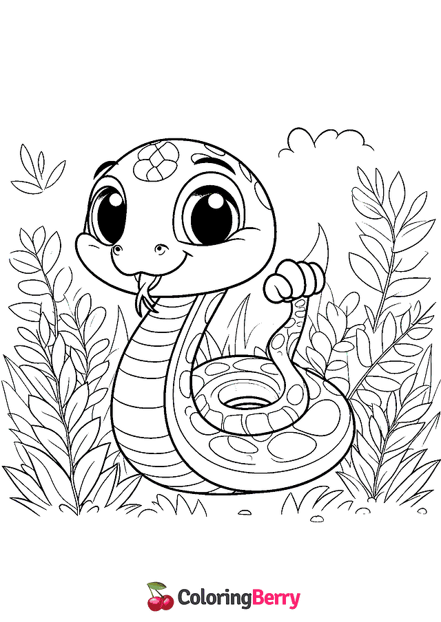 Cartoon Snake Coloring Page