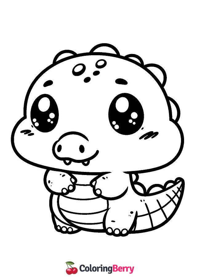 Chibi Crocodile Coloring Page