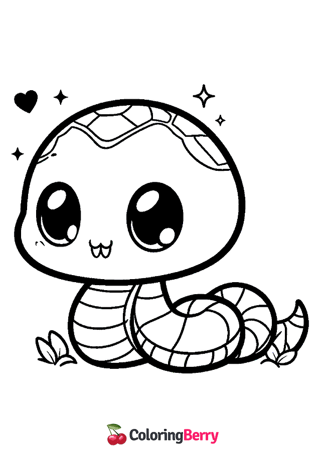 Chibi Snake Coloring Page