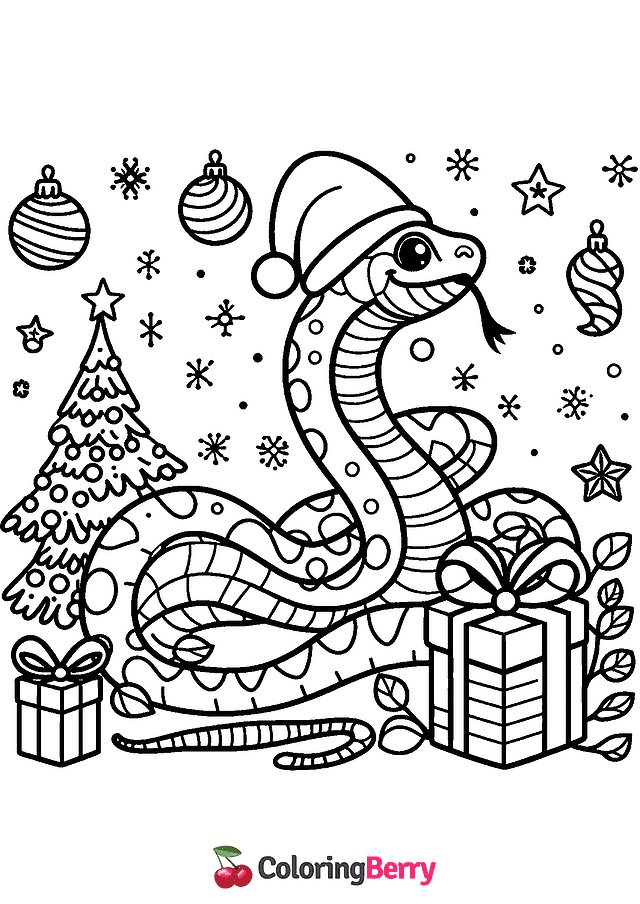 Christmas Snake Coloring Page