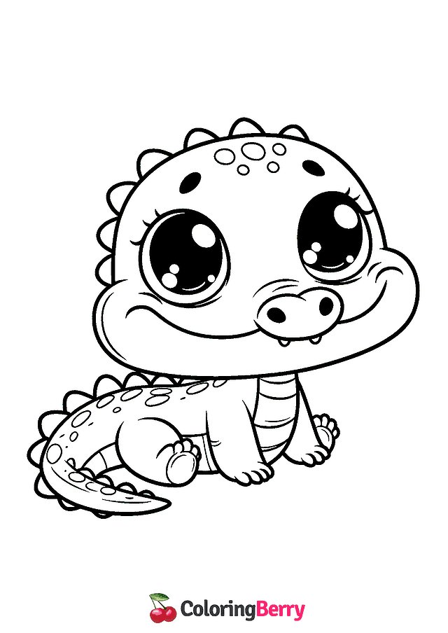 Crocodile Cub Coloring Page