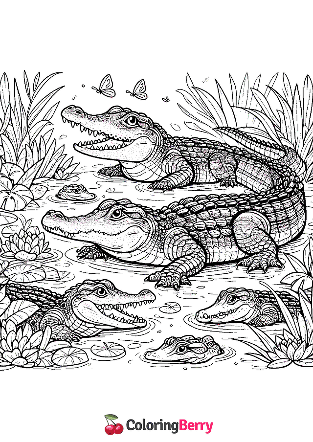 Crocodiles Coloring Page