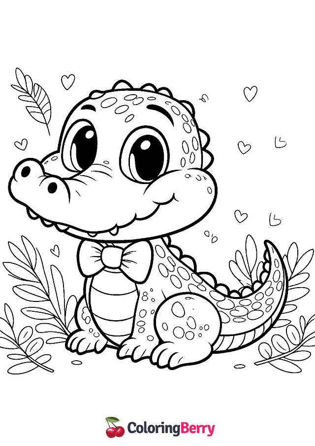 Cute Alligator Coloring Page