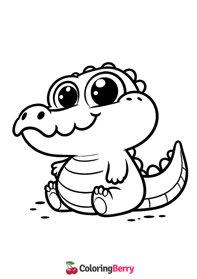 Cute Crocodile Coloring Page