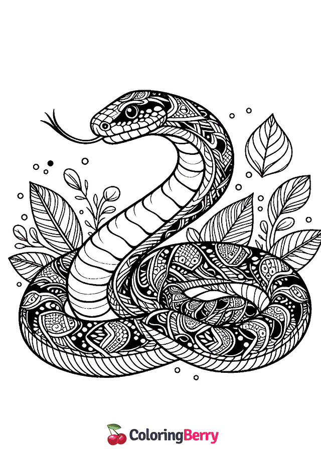 Detailed Snake Coloring Page