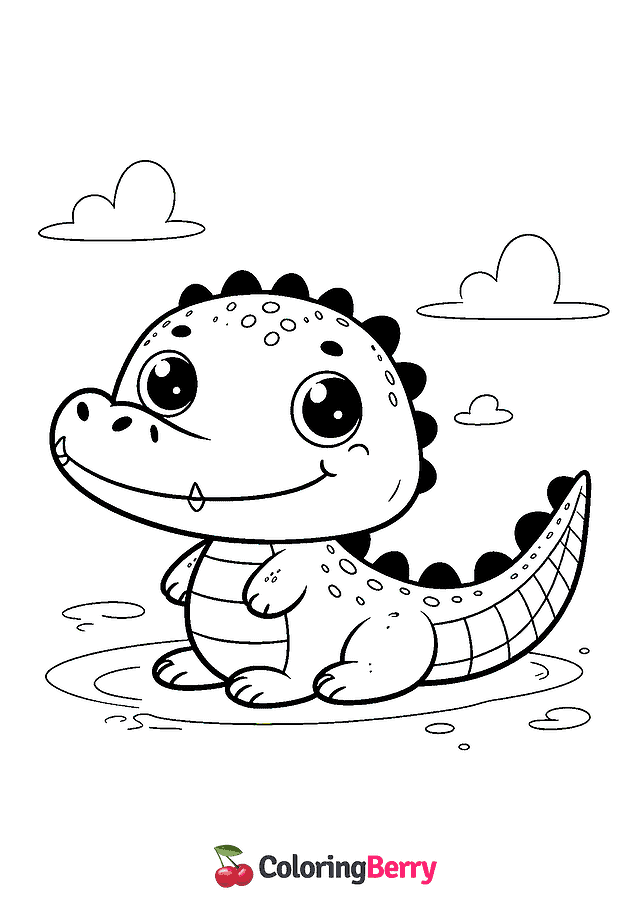 Easy Alligator Coloring Page