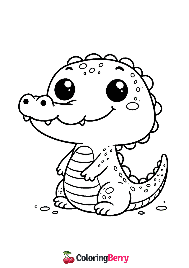 Easy Crocodile Coloring Page