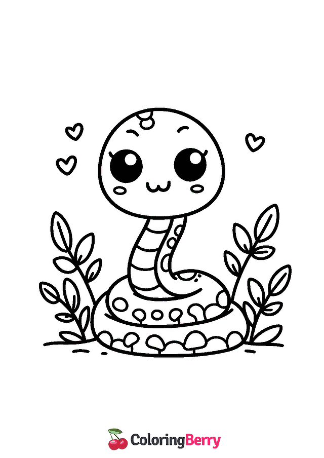 Easy Snake Coloring Page