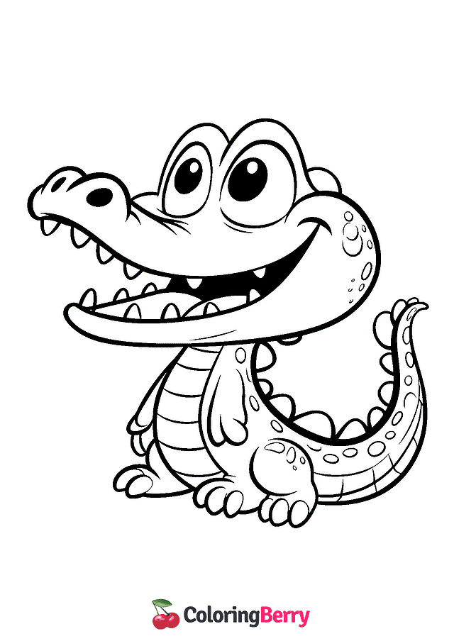 Funny Alligator Coloring Page