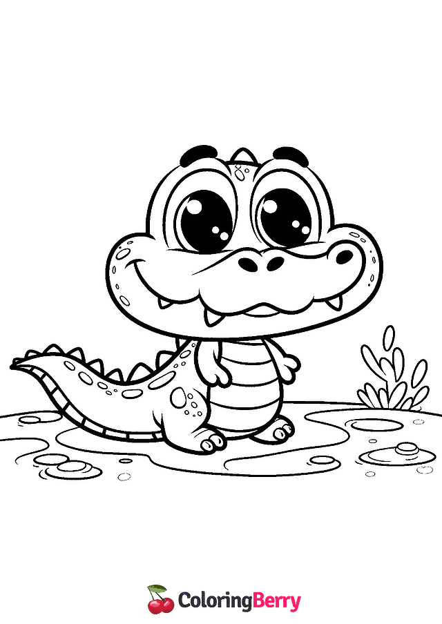 Funny Crocodile Coloring Page