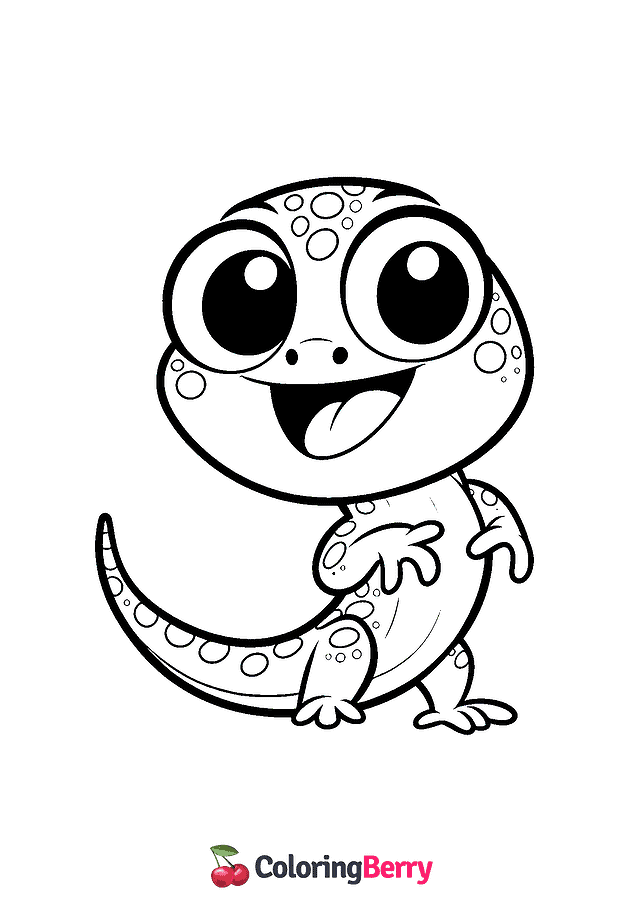 Funny Lizard Coloring Page