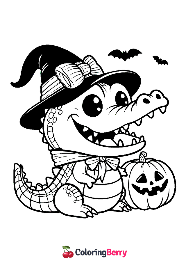 Halloween Alligator Coloring Page