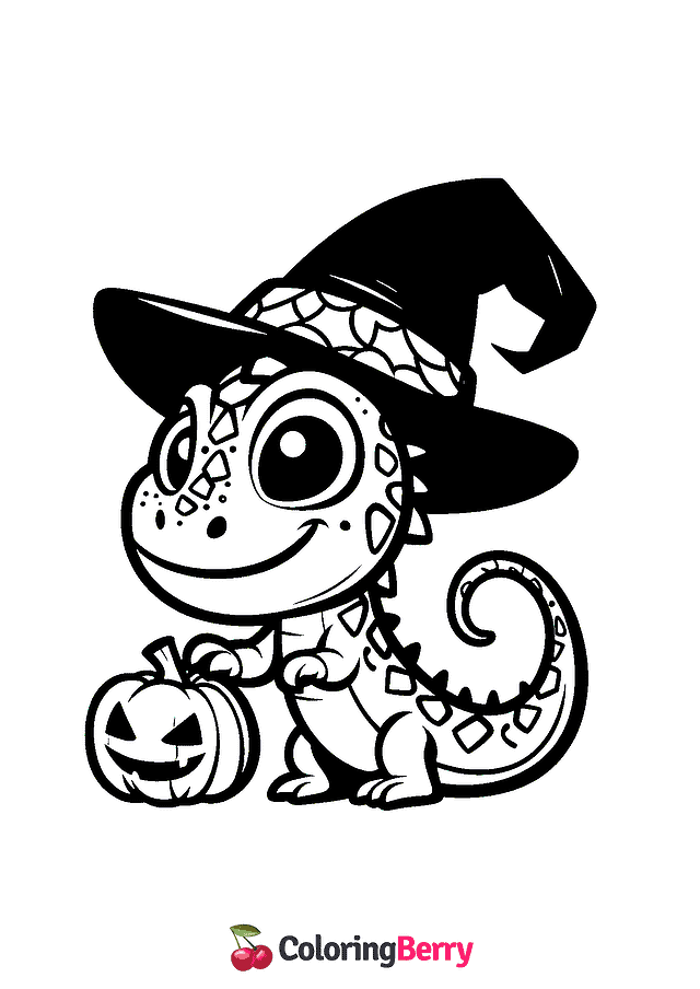 Halloween Lizard Coloring Page