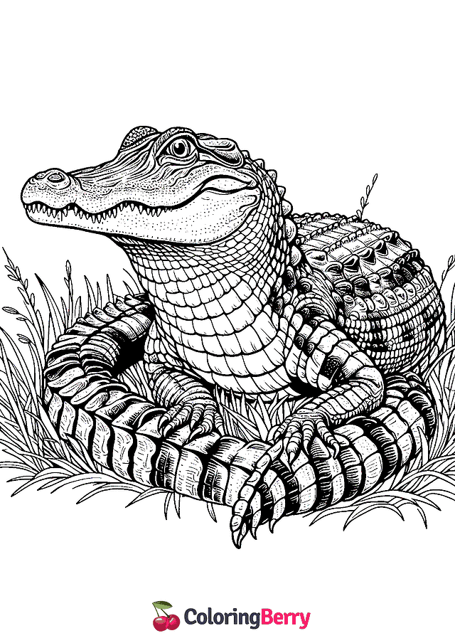 Hard Alligator Coloring Page