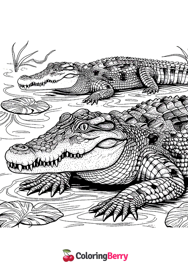 Hard Crocodile Coloring Page