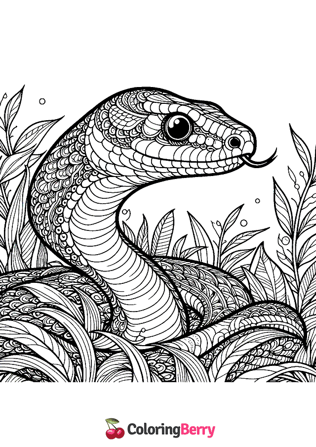 Hard Snake Coloring Page